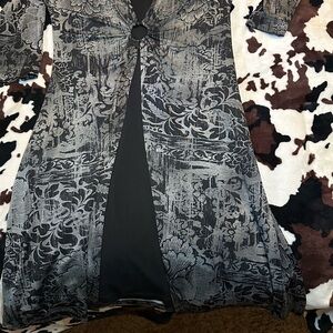 Connected Apparel Black and Gray Textured Dress